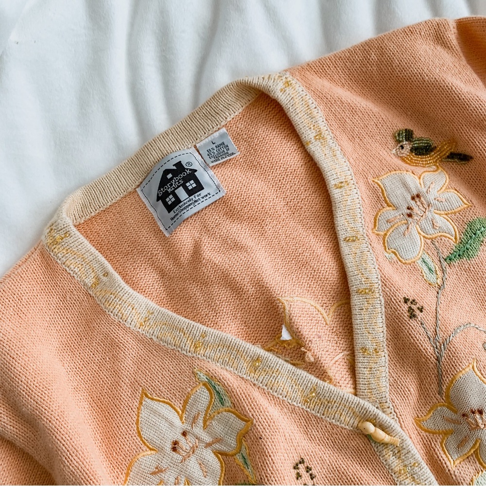 Vintage Morning Song Crewneck Yellow Cardigan Sweater SZ L